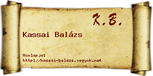 Kassai Balázs névjegykártya