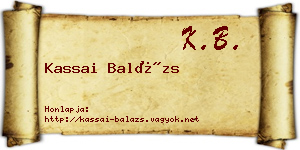 Kassai Balázs névjegykártya